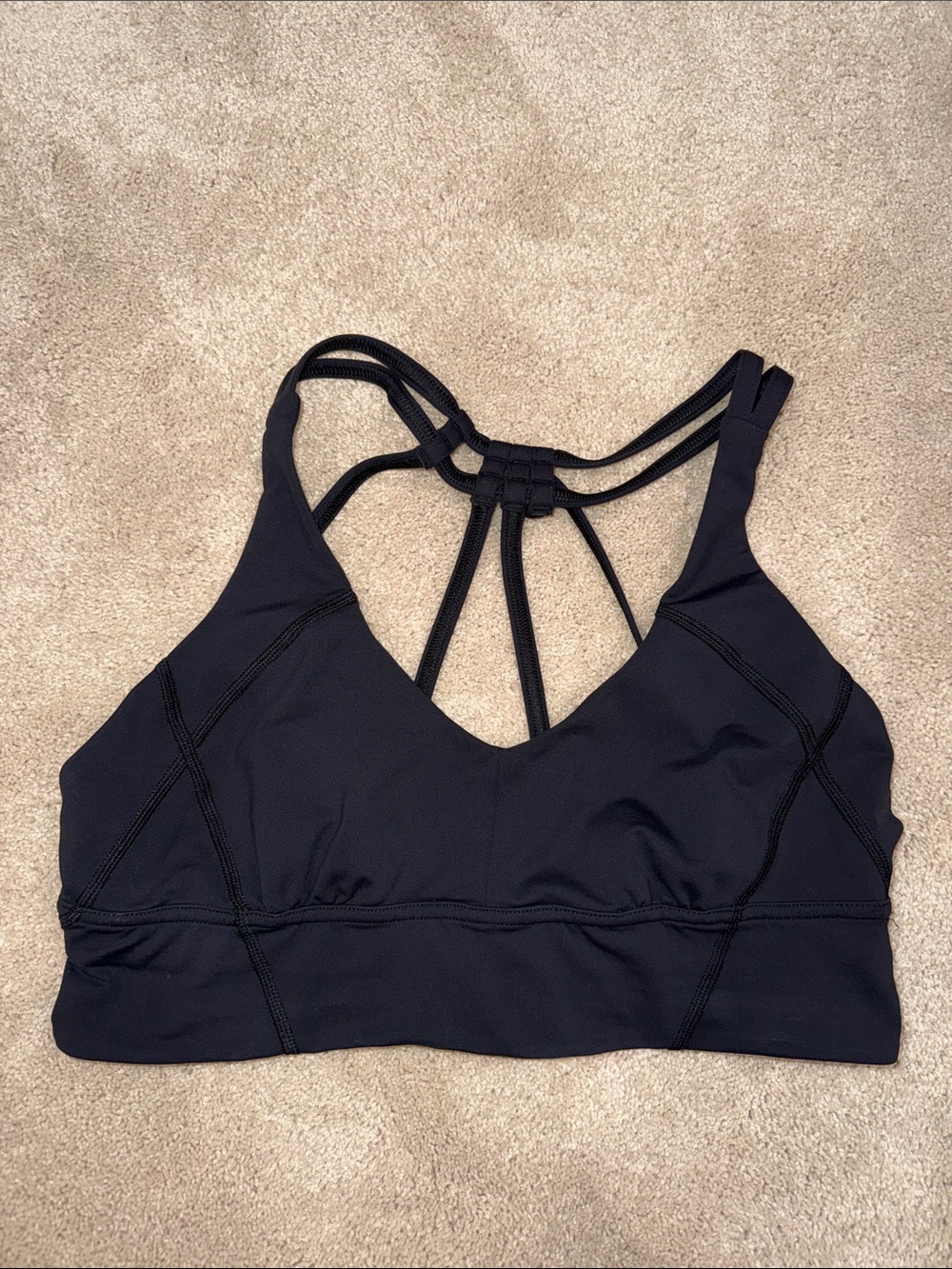 Lululemon Black Strappy Women's Sports Bra - Size 10